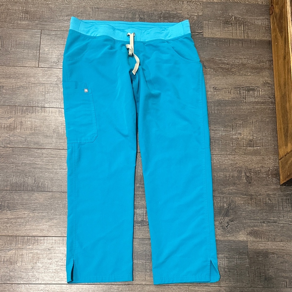 Figs Teal Drawstring Pants Petite Large